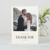 Carte de remerciement de mariage avec photo et mes (Debout devant)