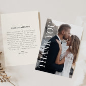 Carte de remerciement de mariage avec photo et mes