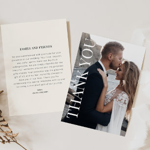 Carte de remerciement de mariage avec photo et mes