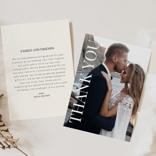Carte de remerciement de mariage avec photo et mes