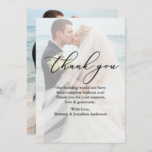 Carte de remerciement de mariage avec superpositio (Devant / Derrière)