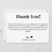 Carte de remerciement de mariage avec un script de (Devant)