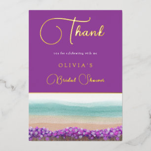 Carte de remerciement de mariage Azure Coast in Bl