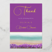 Carte de remerciement de mariage Azure Coast in Bl (Recto)