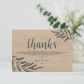 Carte de remerciement de mariage biologique design (Debout devant)