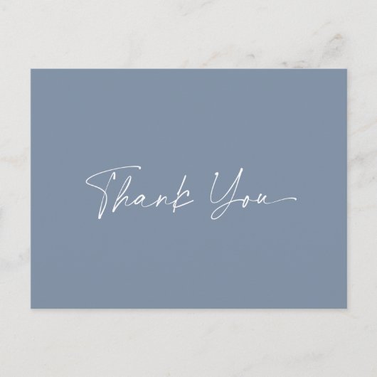 Carte de remerciement de mariage bleu poussiéreux (Devant)