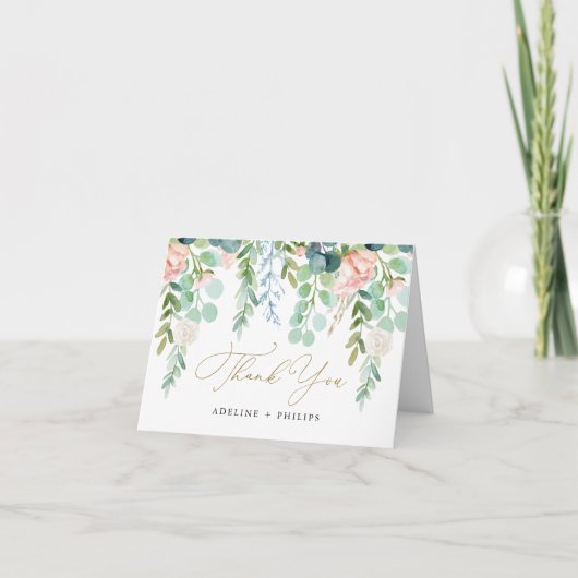 Carte de remerciement de mariage Blush Garden (Devant)