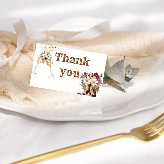 Carte de remerciement de mariage Boots and Bubbly
