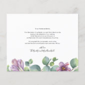 Carte de remerciement de mariage botanique à l'aqu (Dos)