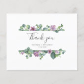 Carte de remerciement de mariage botanique à l'aqu (Devant)