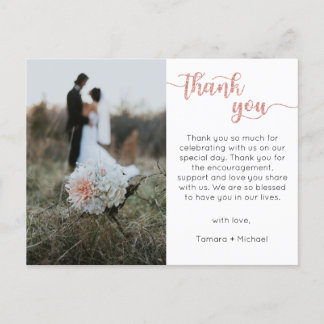 Carte de remerciement de mariage, carte postale à 