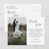Carte de remerciement de mariage, carte postale à (Devant / Derrière)