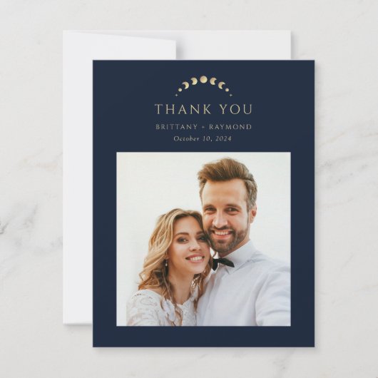 Carte de remerciement de mariage céleste bleu (Devant)