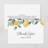 Carte de remerciement de mariage Citrons & Eucalyp (Devant / Derrière)