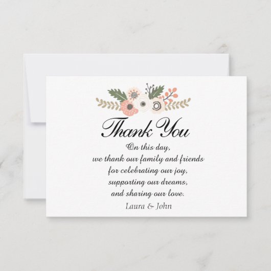 Carte de remerciement de mariage Classique Chic (Devant)