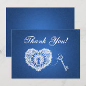 Carte de remerciement de mariage clé de mon cœur b (Devant / Derrière)