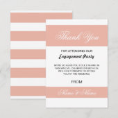 Carte de remerciement de mariage Corail et Rayure  (Devant / Derrière)