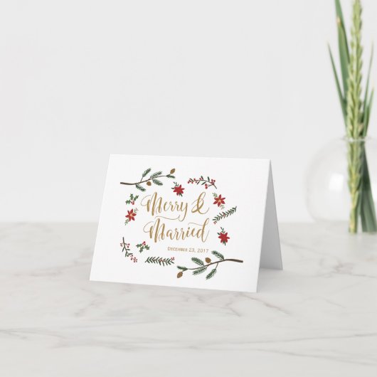 Carte de remerciement de mariage de Noël pour les (Devant)