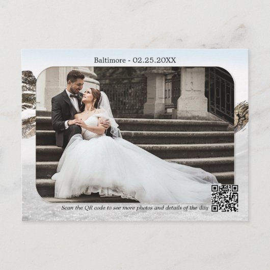 Carte de remerciement de mariage d'hiver avec phot (Devant)
