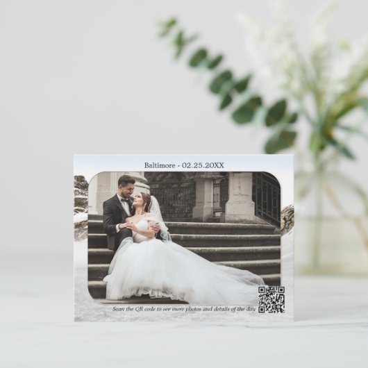 Carte de remerciement de mariage d'hiver avec phot (Debout devant)