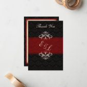 Carte de remerciement de mariage d'hiver rouge et  (Devant/Arrière en situation)