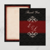 Carte de remerciement de mariage d'hiver rouge et  (Devant / Derrière)