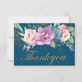 Carte de remerciement de mariage élégante à l'aqua (Devant)