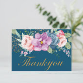 Carte de remerciement de mariage élégante à l'aqua (Debout devant)