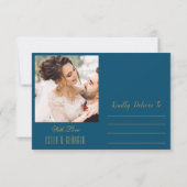 Carte de remerciement de mariage élégante à l'aqua (Dos)