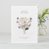 Carte de remerciement de mariage élégante aux fleu (Debout devant)