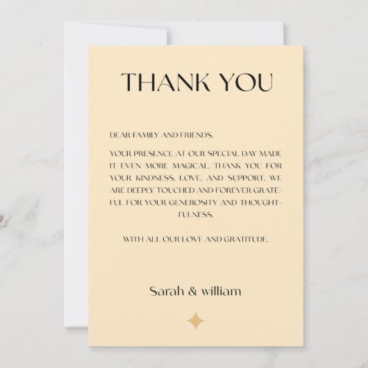 Carte de remerciement de mariage élégante avec 3 p (Dos)