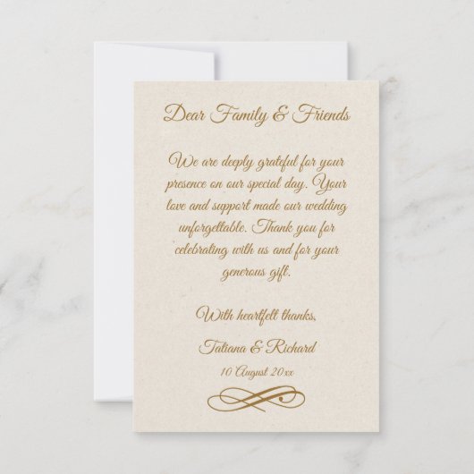 Carte de remerciement de mariage élégante avec écr (Dos)
