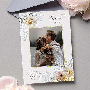 Carte de remerciement de mariage élégante avec mot