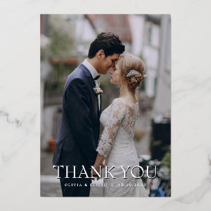Carte de remerciement de mariage élégante avec pho
