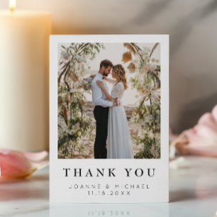 Carte de remerciement de mariage élégante avec pho