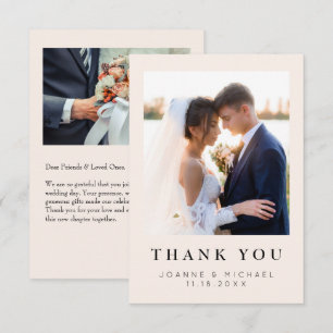 Carte de remerciement de mariage élégante avec pho