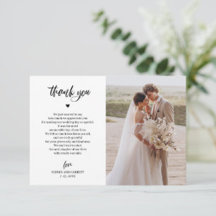 Carte de remerciement de mariage élégante avec pho