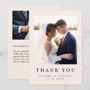 Carte de remerciement de mariage élégante avec pho