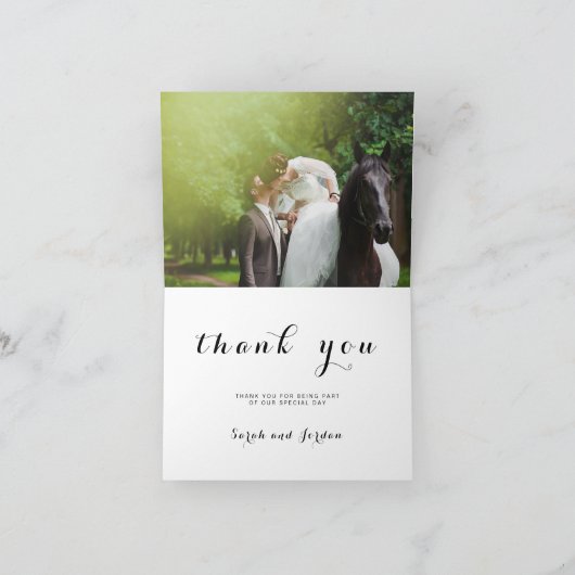 Carte de remerciement de mariage élégante avec un (Intérieur)