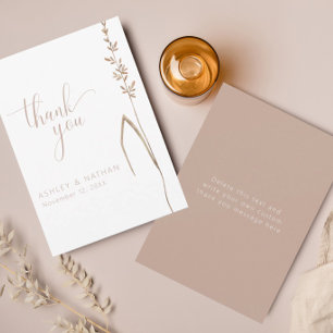 Carte de remerciement de mariage élégante Boho à f