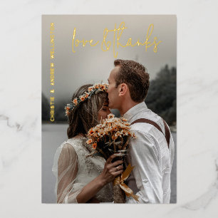 Carte de remerciement de mariage élégante Love & T