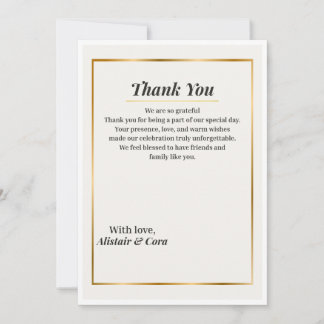 Carte de Remerciement de Mariage Élégante | Minima