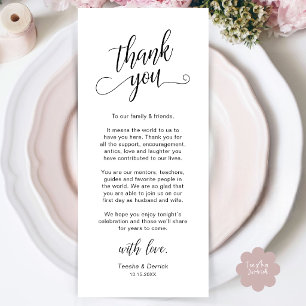 Carte de remerciement de mariage élégante pour le