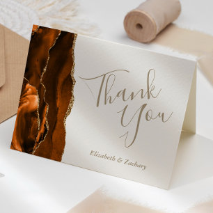 Carte de remerciement de mariage en agate orange b