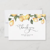 Carte de remerciement de mariage en aquarelle citr (Devant)