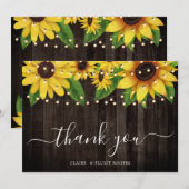 Carte de remerciement de mariage en bois de tourne (Devant / Derrière)