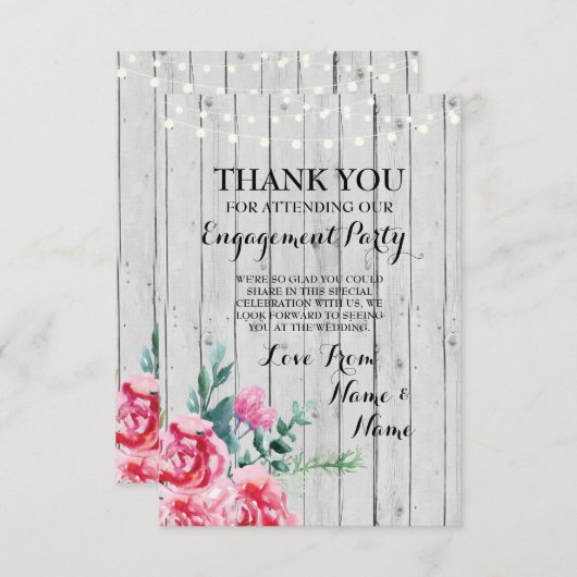 Carte de remerciement de mariage en bois floral ro (Devant / Derrière)