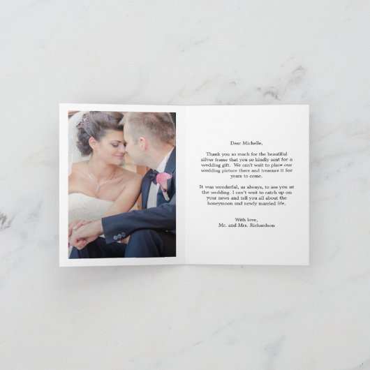 Carte de remerciement de mariage en calligraphie m (Intérieur)