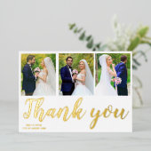 Carte de remerciement de mariage en collage photo  (Debout devant)