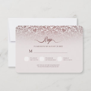 Carte de remerciement de mariage en damas burgundy